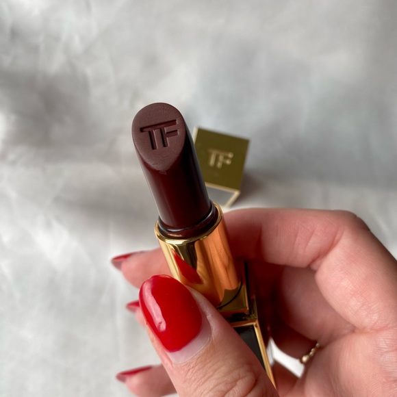 Tom Ford Beauty Lip Color Matte Lipstick in Black Dahlia swatched once full size - Picture 3 of 5